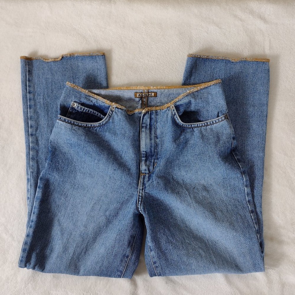 Vintage 90s A. Gold E. Agolde Ankle Jeans 28 Raw Hem Stone Wash USA 100% Cotton